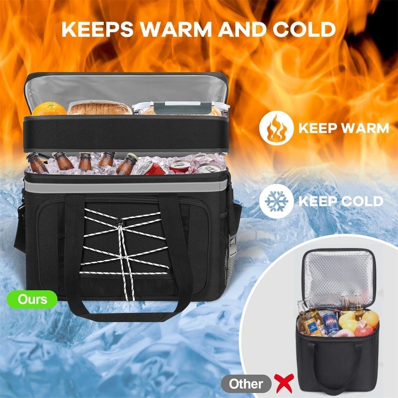 40L Portable Waterproof Isolated Cooler Bag Compartimenti doppi per Beach Camping Picnic