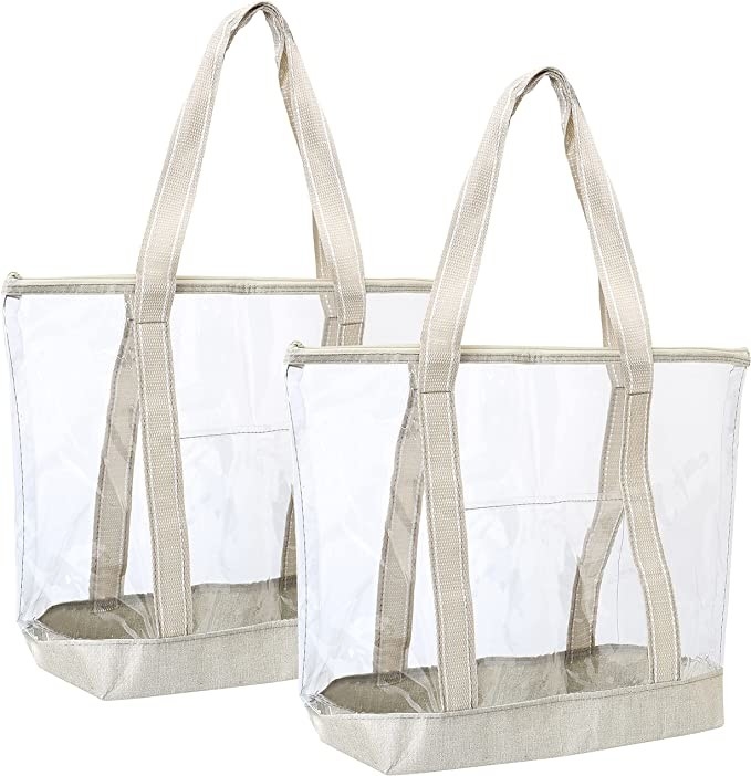 Sacchetti da shopping trasparenti, portatori trasparenti, sacchetti da bagno in PVC, stadio, spiaggia all'aperto 14x5x13