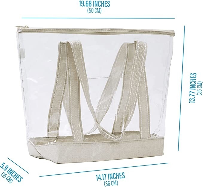 Sacchetti da shopping trasparenti, portatori trasparenti, sacchetti da bagno in PVC, stadio, spiaggia all'aperto 14x5x13