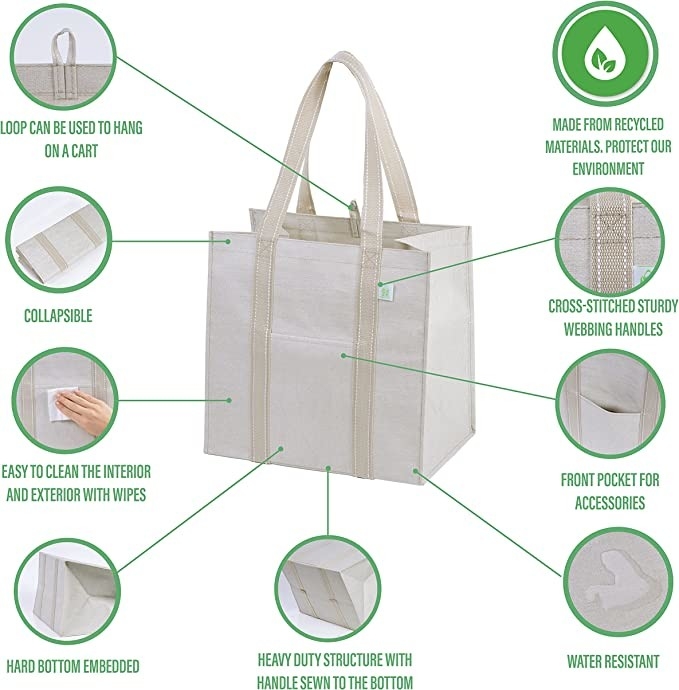 Borsa da shopping in tela pesante con tasche a zip Codycross Generi alimentari Eco-friendly