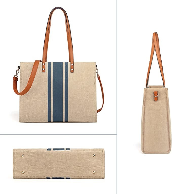 Canvas Work Laptop Tote Bag Per Donne Casual Travel 16.33x4.7x12.99