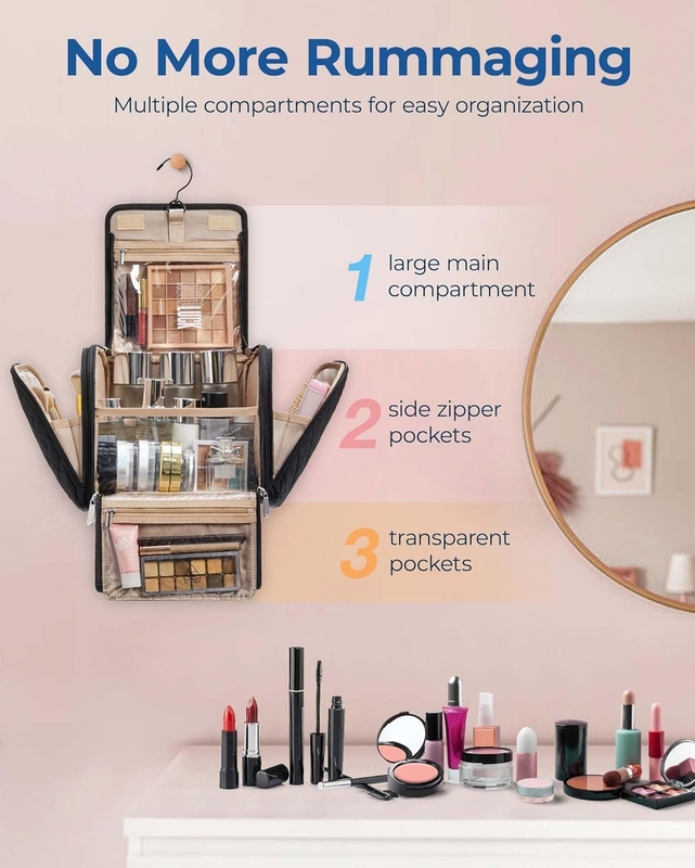 Portable Cosmetic Large Capacity Door Room Essentials Custom Travel Bag Con Aggancio Appeso