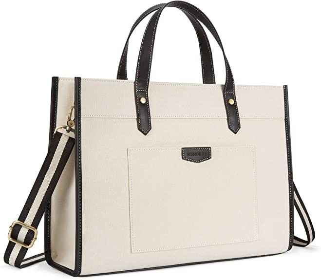 16x11.7x5.1 Canvas Laptop Tote Bag, Borse da lavoro per viaggiare e fare shopping