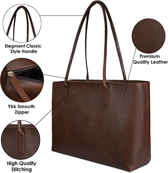 Borsa per computer in cuoio, borsa per laptop, borsa per ufficio 16x21.