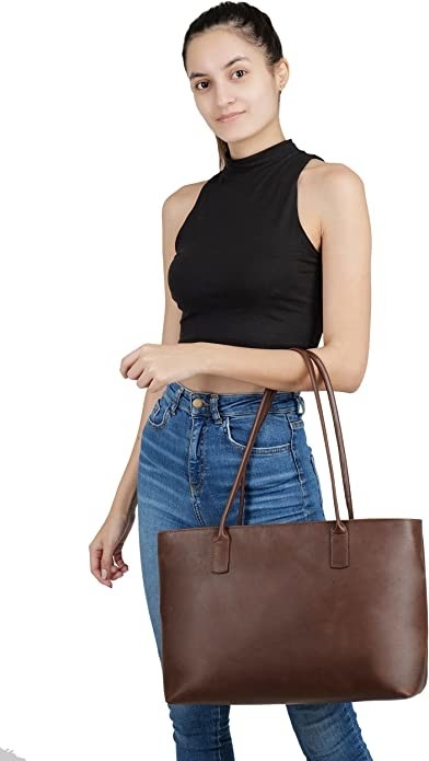 Borsa per computer in cuoio, borsa per laptop, borsa per ufficio 16x21.