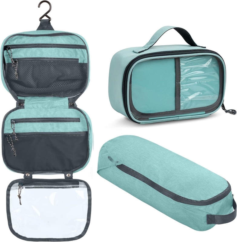 Accessoio ultraleggero organizzatore appeso sacchetto trucco in teal polveroso borsa da viaggio personalizzata con porta spazzole