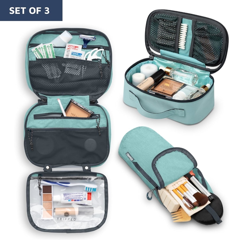 Accessoio ultraleggero organizzatore appeso sacchetto trucco in teal polveroso borsa da viaggio personalizzata con porta spazzole
