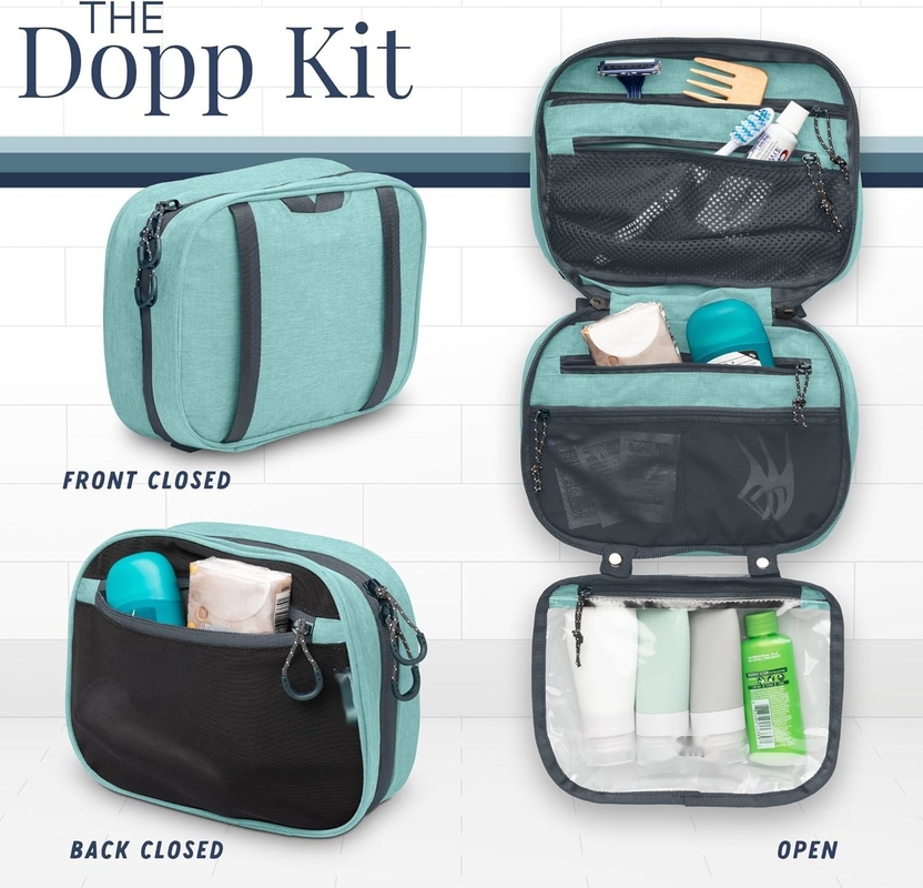 Accessoio ultraleggero organizzatore appeso sacchetto trucco in teal polveroso borsa da viaggio personalizzata con porta spazzole