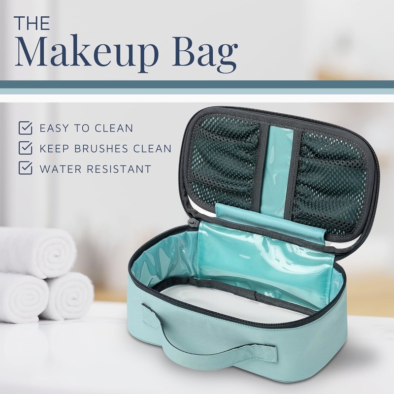 Accessoio ultraleggero organizzatore appeso sacchetto trucco in teal polveroso borsa da viaggio personalizzata con porta spazzole