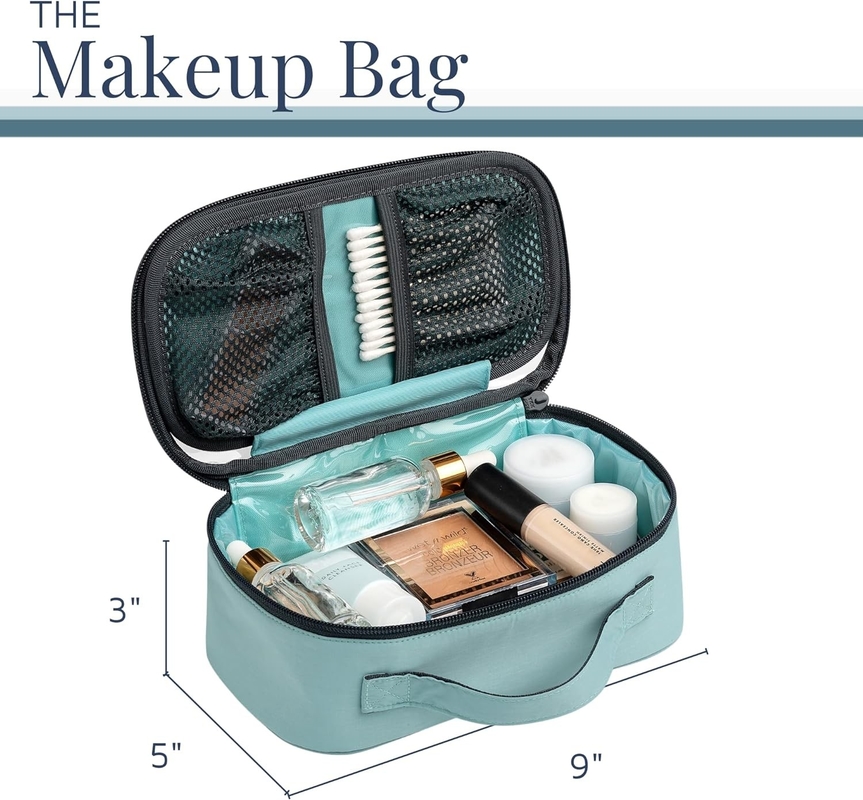 Accessoio ultraleggero organizzatore appeso sacchetto trucco in teal polveroso borsa da viaggio personalizzata con porta spazzole