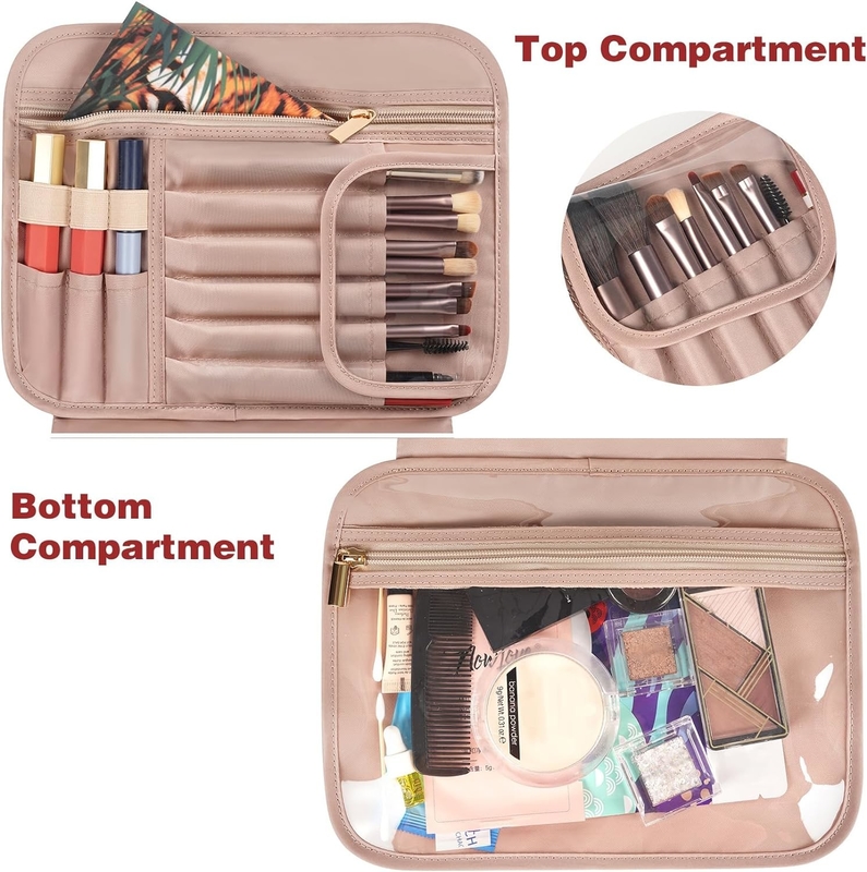 Grande sacchetto da viaggio a misura di contenitore a misura di contenitore cosmetico per bagno a prova d'acqua con supporto per fasce elastiche
