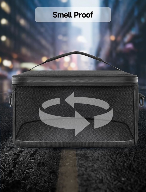 Borsa a prova di odore di viaggio portabile di grande capacità e resistente all'odore personalizzata con cintura a spalla rimovibile
