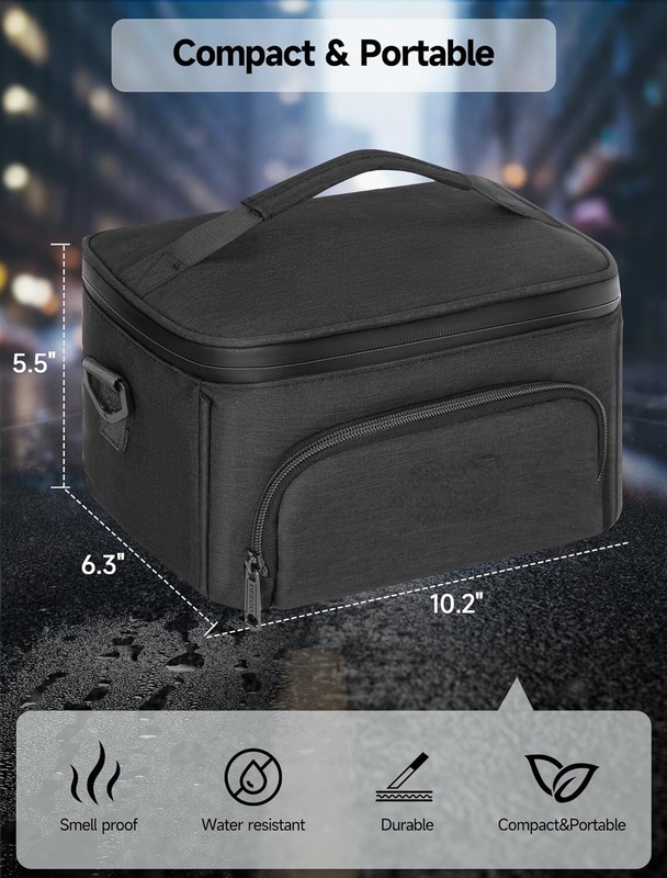 Borsa a prova di odore di viaggio portabile di grande capacità e resistente all'odore personalizzata con cintura a spalla rimovibile