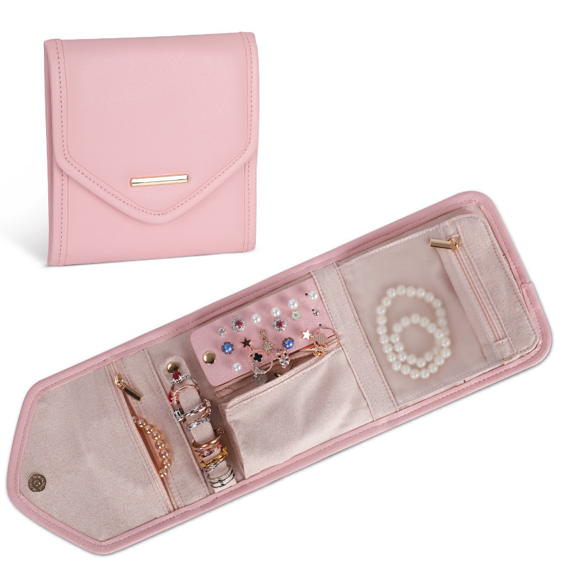 Borsa per gioielli pieghevole Mini organizzatore di viaggi Borsa per gioielli a rotoli 14,5x3x15cm