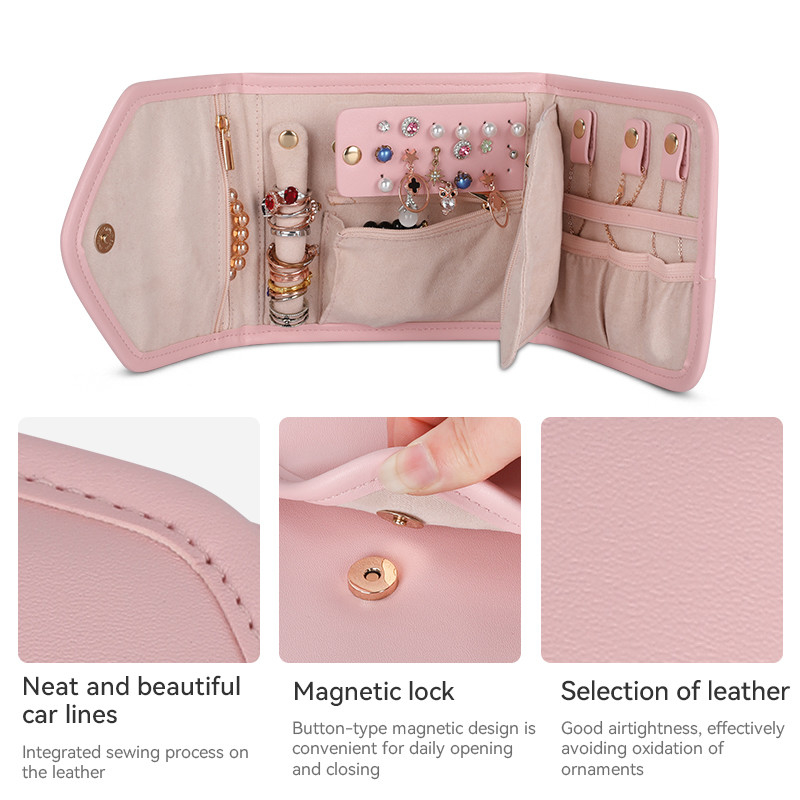 Borsa per gioielli pieghevole Mini organizzatore di viaggi Borsa per gioielli a rotoli 14,5x3x15cm