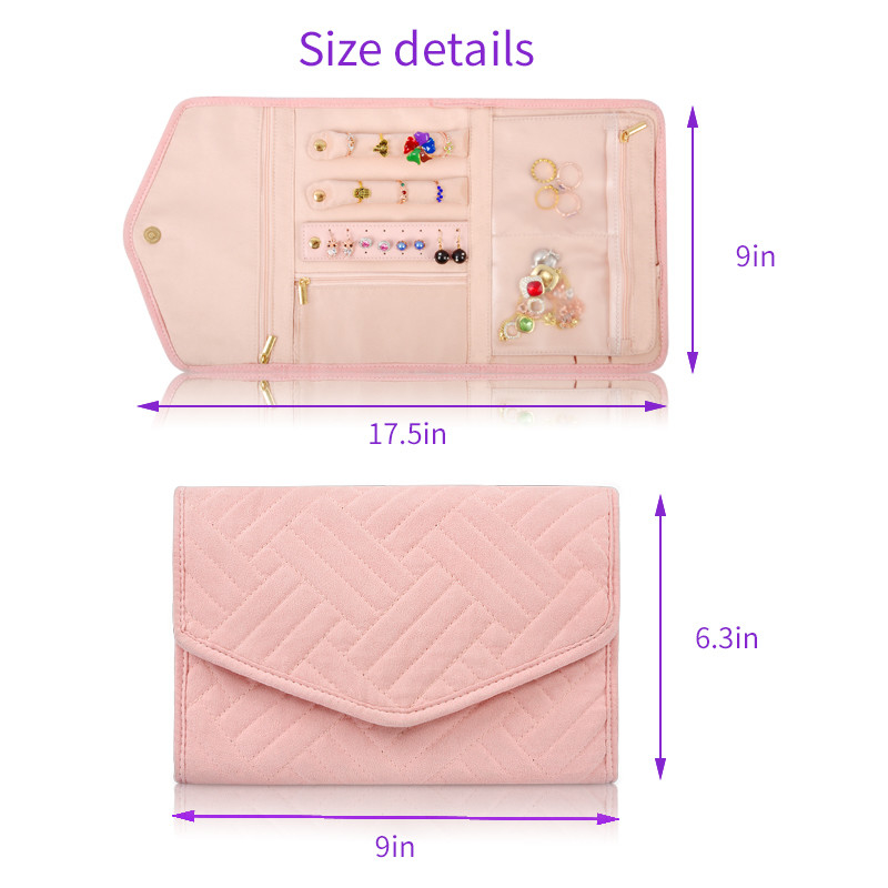 Orecchini appesi Gioielli Cassa da viaggio Organizzatore Borsa portatile Rollo Up 23x15x1.5cm