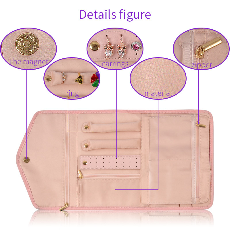Orecchini appesi Gioielli Cassa da viaggio Organizzatore Borsa portatile Rollo Up 23x15x1.5cm