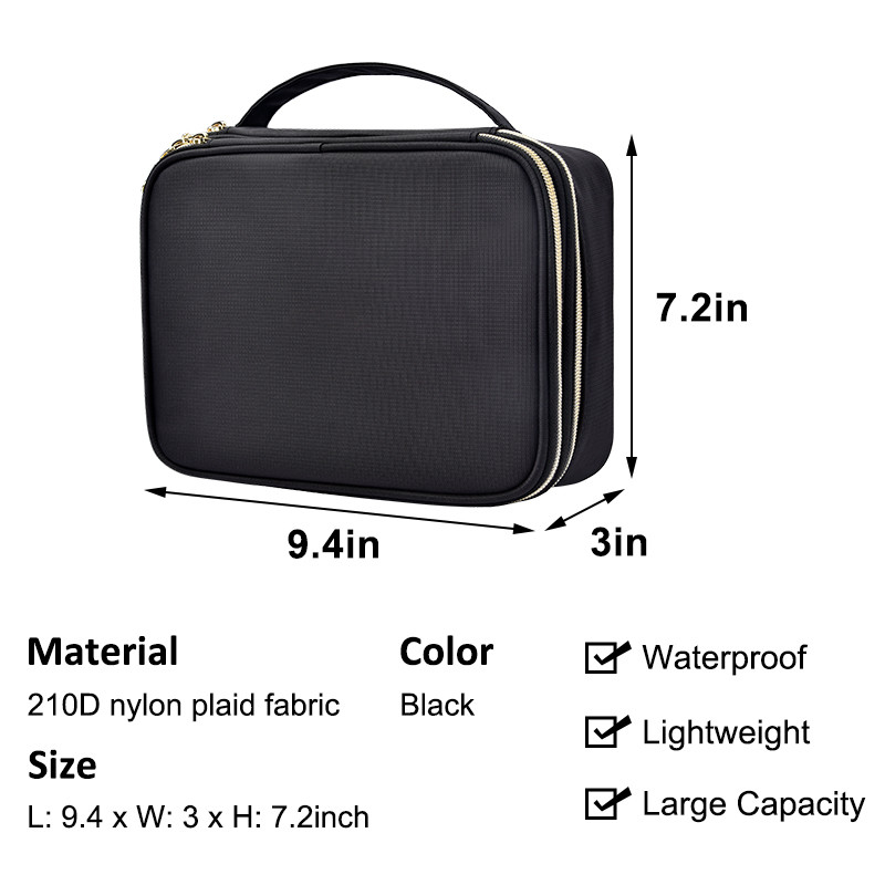 Grande sacchetto per gioielli grande doppio strato di viaggio 210D Nylon 9.4x3x7.2
