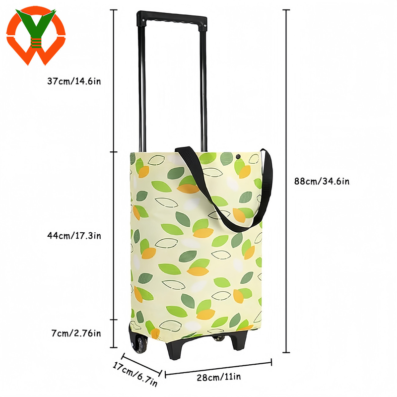2 in 1 sacchetto di shopping pieghevole con ruote alimentari riutilizzabili per lo shopping