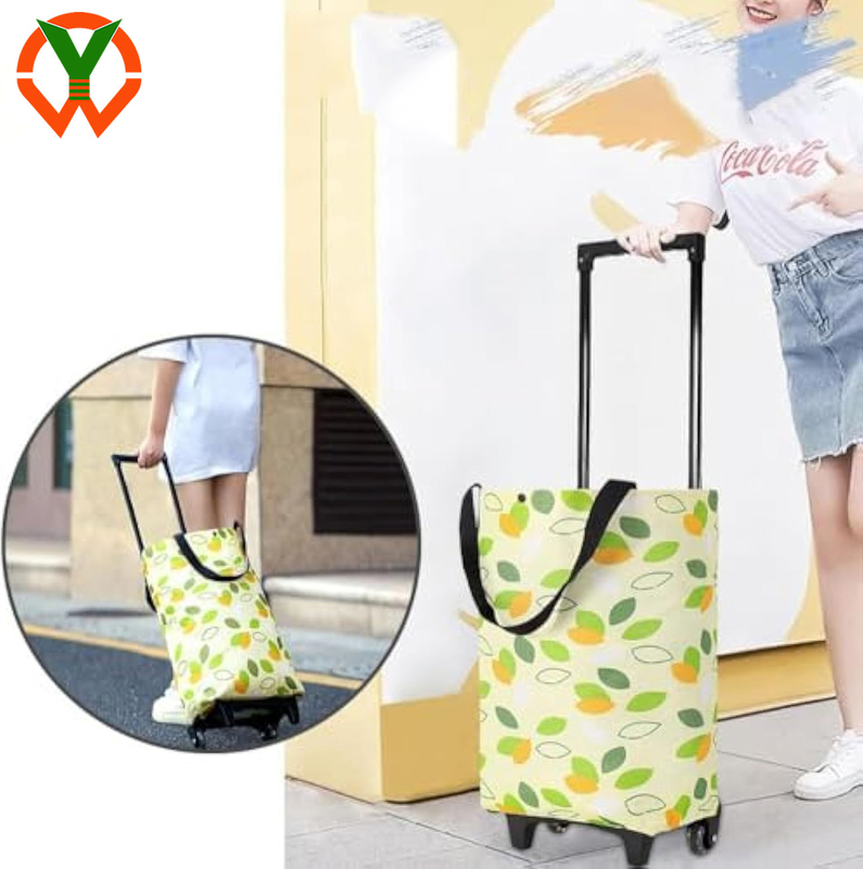 2 in 1 sacchetto di shopping pieghevole con ruote alimentari riutilizzabili per lo shopping