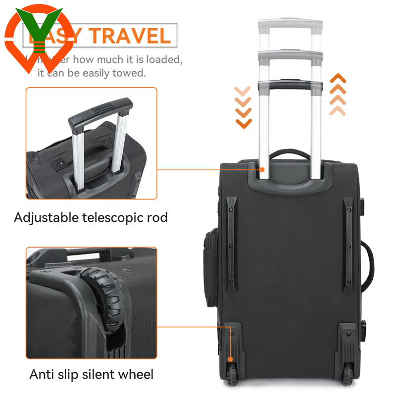 Borsa da viaggio da viaggio di grande capacità Poliestere Borsa da viaggio da viaggio a rotaia durevole con ruote e maniglia