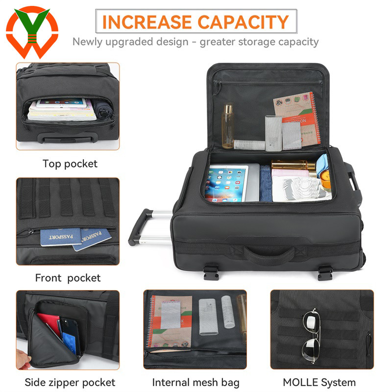 Borsa da viaggio da viaggio di grande capacità Poliestere Borsa da viaggio da viaggio a rotaia durevole con ruote e maniglia